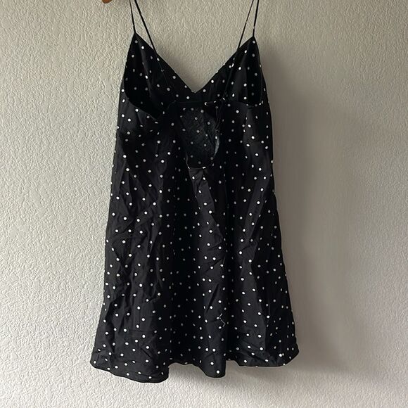 Madewell Layton Mini Slip Dress in Pure Black with Polkadots Size 14 NWT - Picture 8 of 8